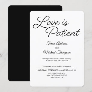 Elegante Hochzeitsfeier Chic Love is Patient Einladung