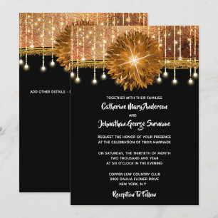 Elegante Hochzeitsfeier mit schwarzem Gold Einladung