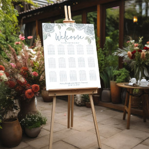 Elegante Hochzeitsflor Blau Aquarell-Rosen Poster