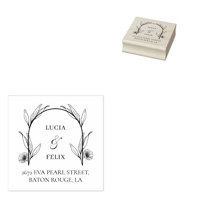 Elegante Hochzeitsflorale Rücksendeadresse Gummistempel (Stempel)