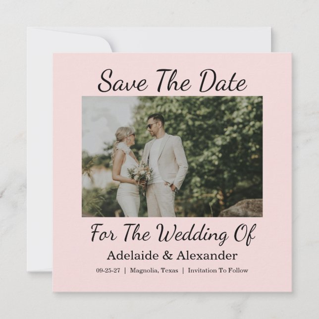 Elegante Hochzeitsfoto-Skript Save The Date (Vorderseite)