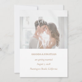 Elegante Hochzeitskarte des weißen Fotos Save the  Einladung