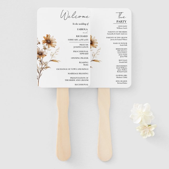 Elegante Hochzeitskarte für die Elfenbeinküche - W Fächer (Vorne und Hinten)
