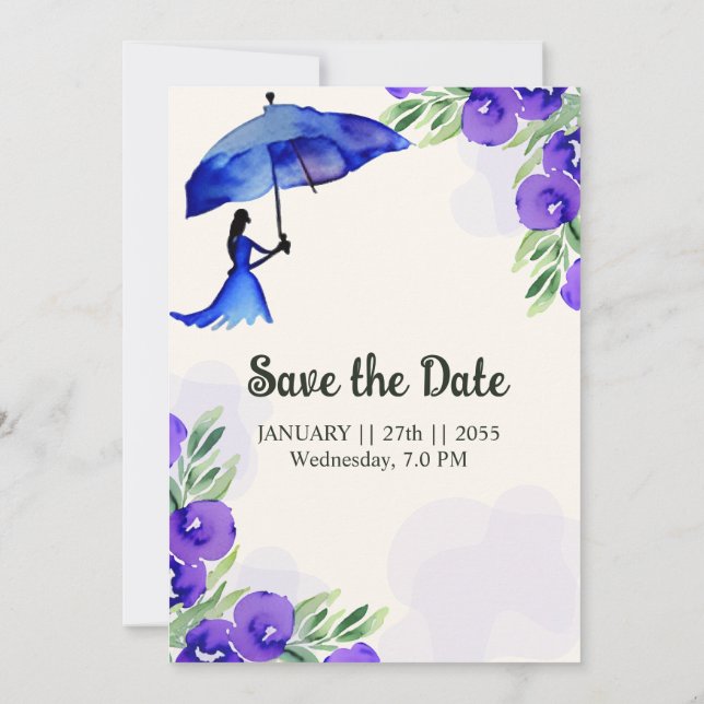 Elegante Hochzeitskarte mit Aquarellfarben Einladung (Rückseite)