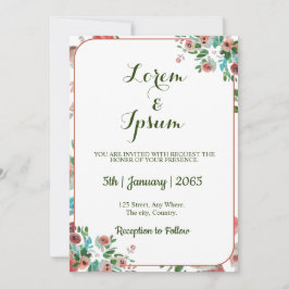 Elegante Hochzeitskarte mit Aquarellfarben Einladung