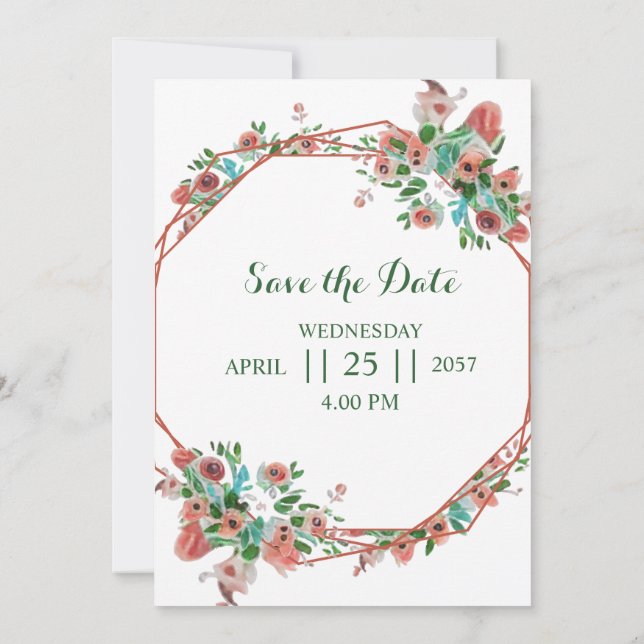 Elegante Hochzeitskarte mit Aquarellfarben Einladung (Rückseite)