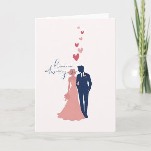 Elegante Hochzeitskarte mit Brautpaar & Herzen L Karte