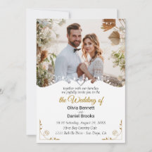 Elegante Hochzeitskarte mit Foto