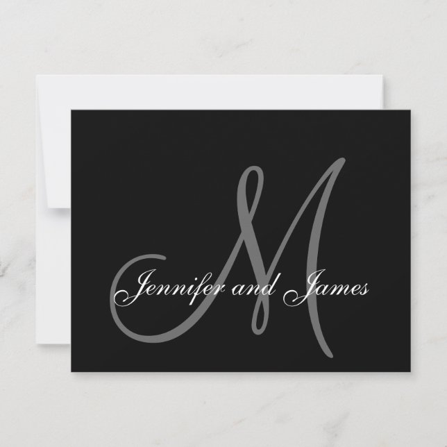 Elegante Hochzeitskarte mit Monogramm RSVP Karte (Vorderseite)