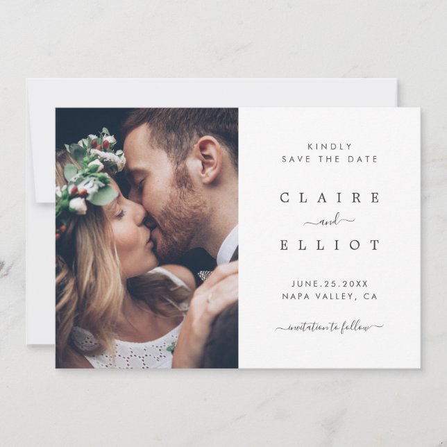 Elegante Hochzeitskarte Save the Date (Vorderseite)