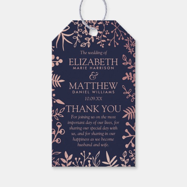 Elegante Hochzeitskollektion für Seestreitkräfte u Geschenkanhänger (Vorderseite)