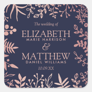 Elegante Hochzeitskollektion für Seestreitkräfte u Quadratischer Aufkleber