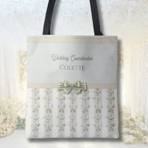 Elegante Hochzeitskoordinatorin Florale Streifen-T Tasche