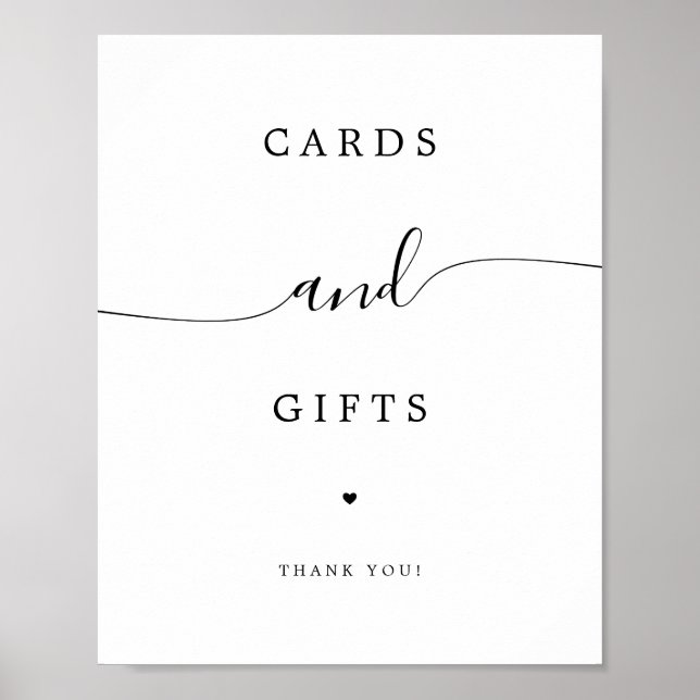 Elegante Hochzeitskriptkarten und Geschenktabellen Poster (Vorne)