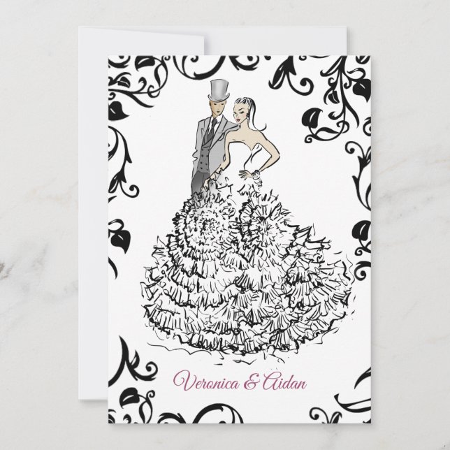 Elegante Hochzeitskuppeldarstellung Einladung (Vorderseite)