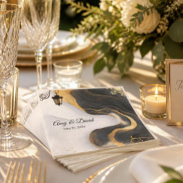 elegante Hochzeitsnapkins in Schwarz und Gold Serviette
