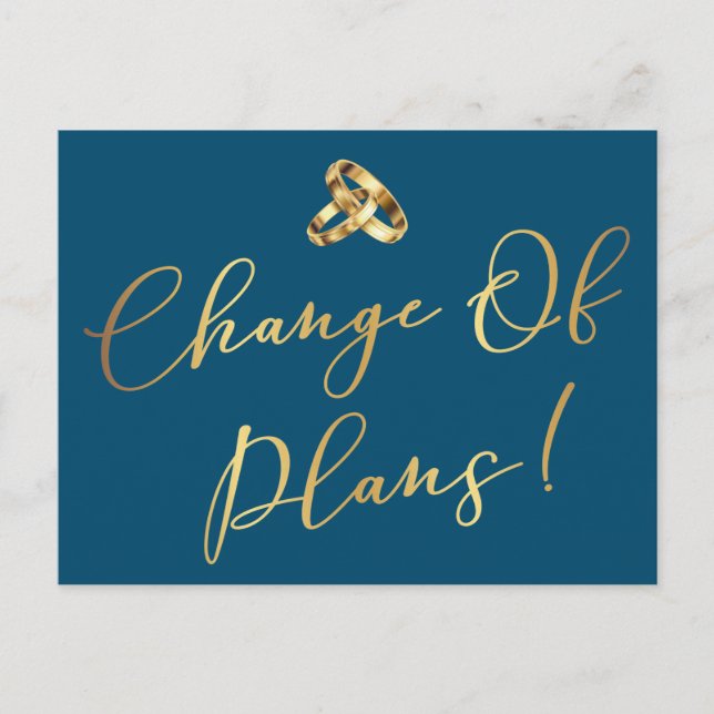 Elegante Hochzeitspläne für Marine und Gold Postkarte (Vorderseite)