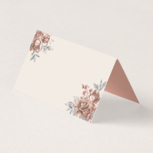 Elegante Hochzeitsplatzkarte Rose Gold Blumen Blan