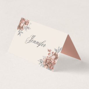 Elegante Hochzeitsplatzkarte Rose Gold Floral Name