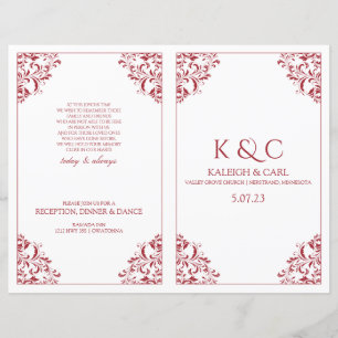Elegante Hochzeitsprogramme - Foldover Booklet - R