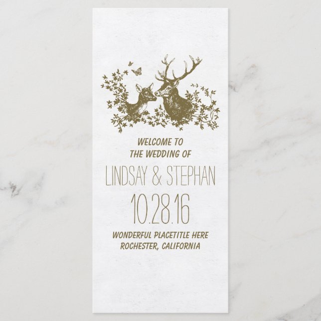 Elegante Hochzeitsprogramme für Hirsche Programm (Vorderseite)