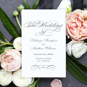 Elegante Hochzeitsprogramme für Kohle-Grau-Kalligr