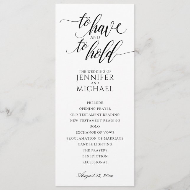 Elegante Hochzeitsprogramme mit Typografie | Schwa Programm (Vorderseite)
