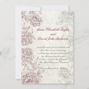 Elegante Hochzeitsreise mit Flora und Fauna Einladung