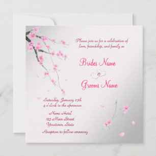 Elegante Hochzeitsreise mit Sakura Einladung