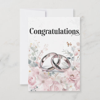 Elegante Hochzeitsrings und Blumengrenzen Karte