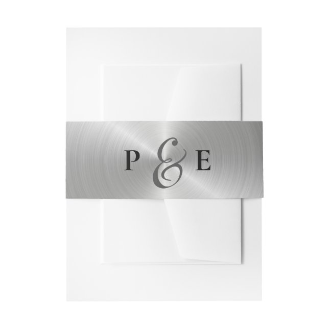 Elegante Hochzeitssilber-Metallische Flare-Initial Einladungsbanderole (Vorderseite Beispiel)