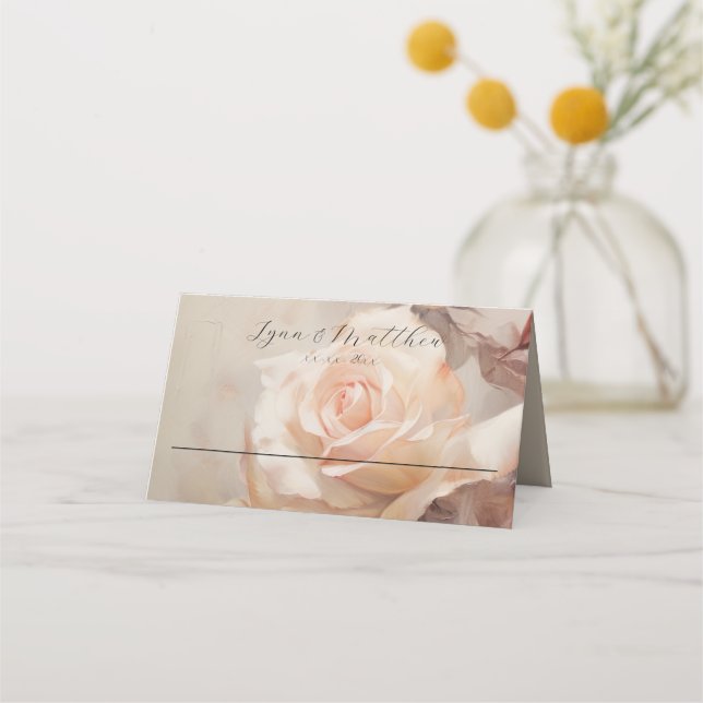 Elegante Hochzeitssommer Platzkarte Rose (Vorderseite)