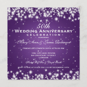 Elegante Hochzeitssommer Winter Sparkle Lila Einladung