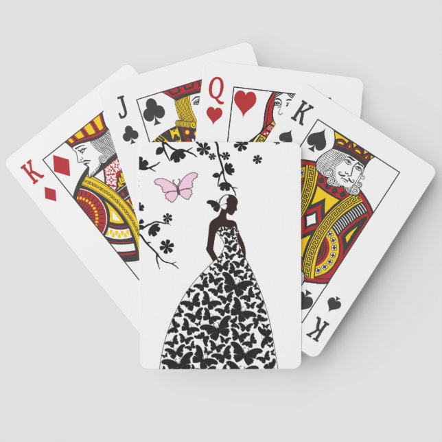 Elegante Hochzeitsspielkarten Schmetterlinge Spielkarten (Rückseite)