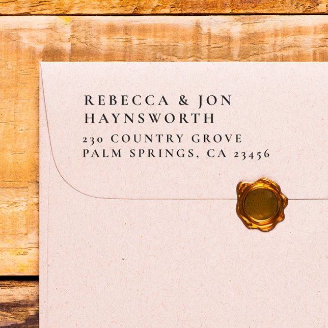 Elegante Hochzeitsstil-Rücksendeadresse Permastempel (Rubber Stamp Mock-up)