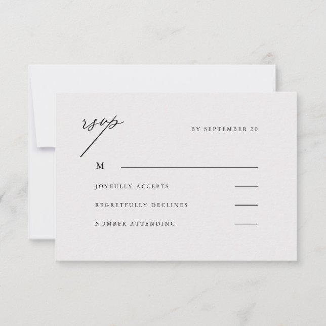 Elegante Hochzeitsstimmung in Black RSVP Karte (Vorderseite)
