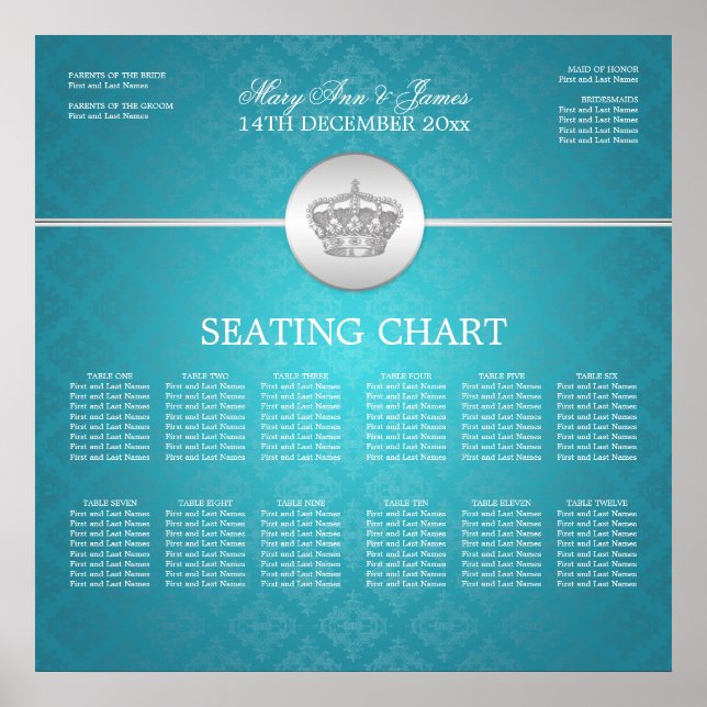 Elegante Hochzeitsstimmung Royal Crown Blue Poster (Vorne)