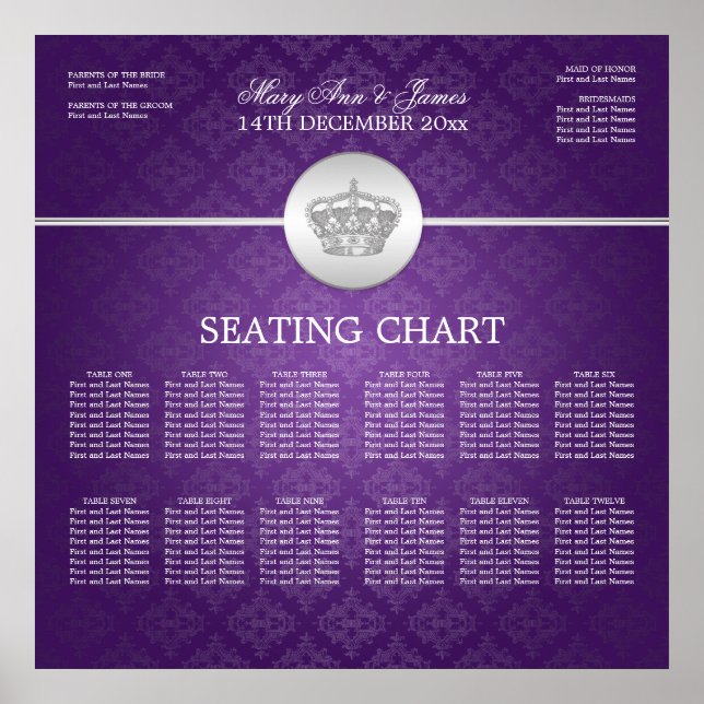 Elegante Hochzeitsstimmung Royal Crown Lila Poster (Vorne)
