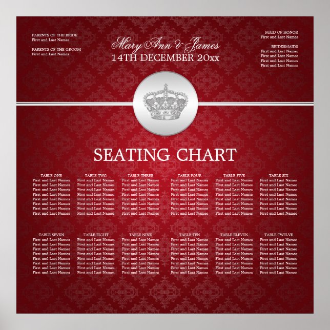 Elegante Hochzeitsstimmung Royal Crown Red Poster (Vorne)