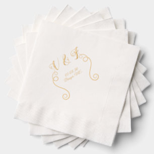 Elegante Hochzeitstext und Schwunglinien Folie Servietten Mit Folie