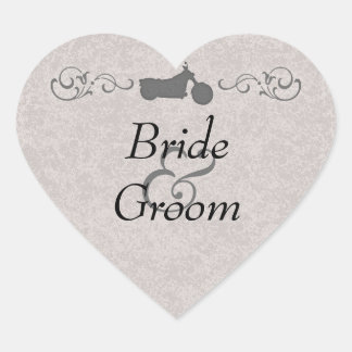 Elegante Hochzeitsticker für Bikerpaare Herz-Aufkleber