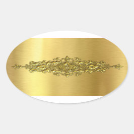 Elegante Hochzeitsticker, Gold Ovaler Aufkleber