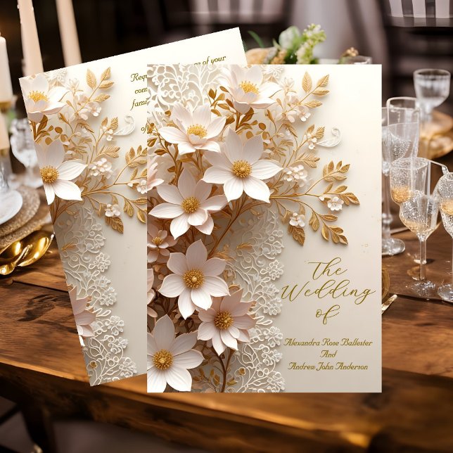 Elegante Hochzeitstil-Gold-Rosa-Blume Einladung (Von Creator hochgeladen)