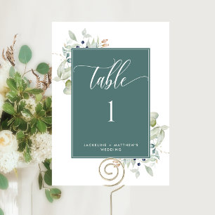 Elegante Hochzeitstisch-Nummer mit Grünpflanzen, G