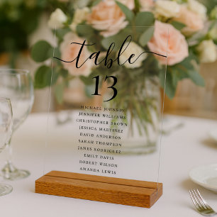 Elegante Hochzeitstisch-Nummer und Sitzplan Acrylschild