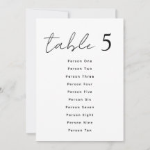 Elegante Hochzeitstisch-Nummern-Schrift Sitzplan