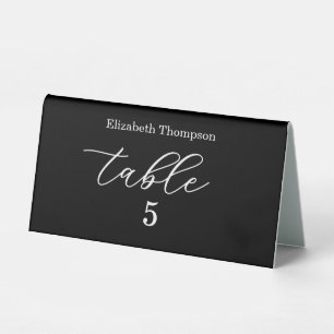 Elegante Hochzeitstischnummer in Schwarz und Weiß Tischaufsteller