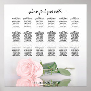 Elegante Hochzeitstischordnung mit 18 Tischen und Poster