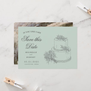 Elegante Hochzeitstorte Foto Save The Date Einladung