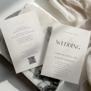 Elegante Hochzeitstypografie mit QR-Code-Einladung Einladung